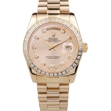 MiroTime 0818 Rolex Day-Date 18k Yellow Gold Plated Stainless Steel Gold Dial